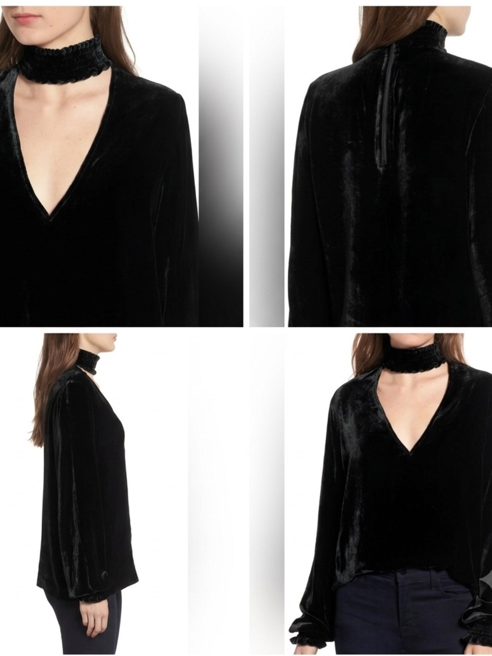 Bailey 44 Black Velvet V-Neck Choker Top